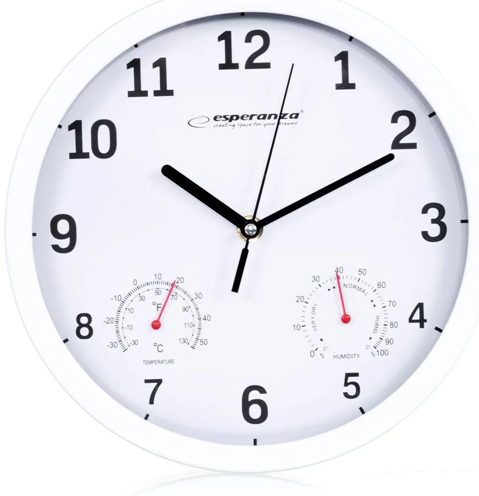 Стенен часовник Esperanza EHC016W Бял Cтъкло Пластмаса 25 cm