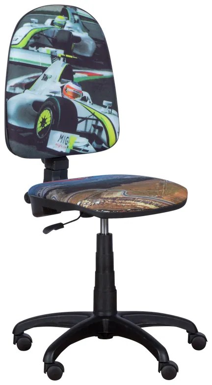 Детски стол Carmen Prestige болид, До 120 кг, Заключване на облегалката във всяка позиция, Коригиране на дълбочина на седалката, Сив/зелен