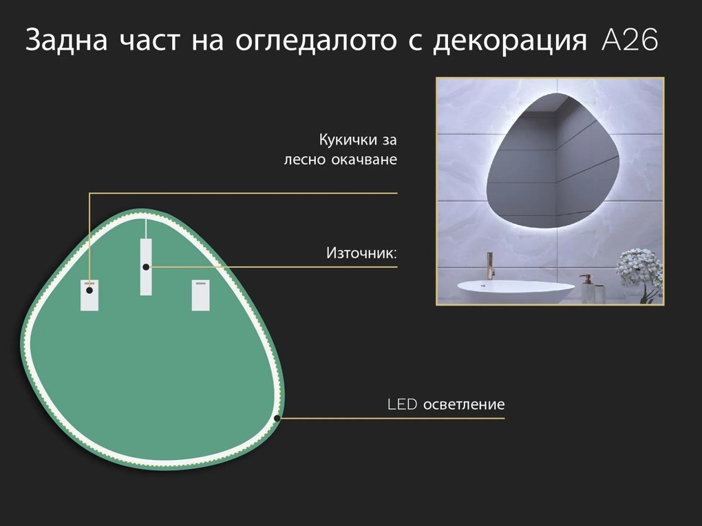 Огледало с органична LED подсветка A26