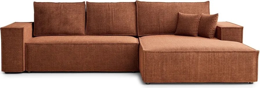 Шенилов сгъваем/с място за съхранение ъглов диван в меден цвят (десен ъгъл) Maze – Maison de Rêve