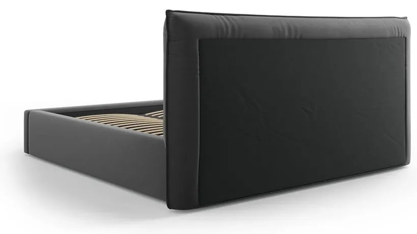 Тъмносиво двойно тапицирано легло с място за съхранение с включена подматрачна рамка 140x200 cm Elio – Milo Casa