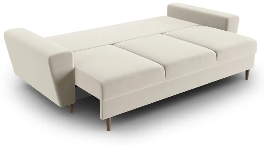 Бежов кадифен разтегателен диван с място за съхранение 235 cm Kyoto – Cosmopolitan Design