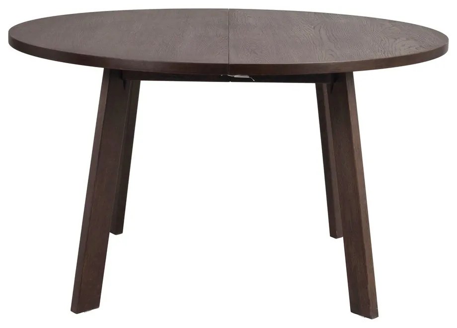 Тъмнокафява кръгла сгъваема трапезна маса от декор от дъб ø 130 cm Glenside – Rowico