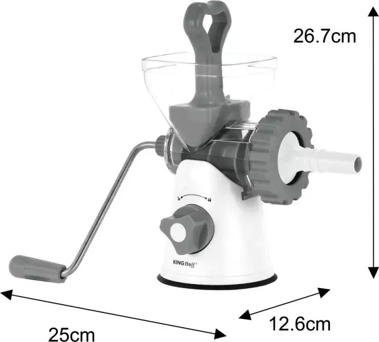 Мелачка за месо Kinghoff KH 1874, Ножове от неръждаема стомана, Фино/грубо смилане, Аксесоари, Бял/сив