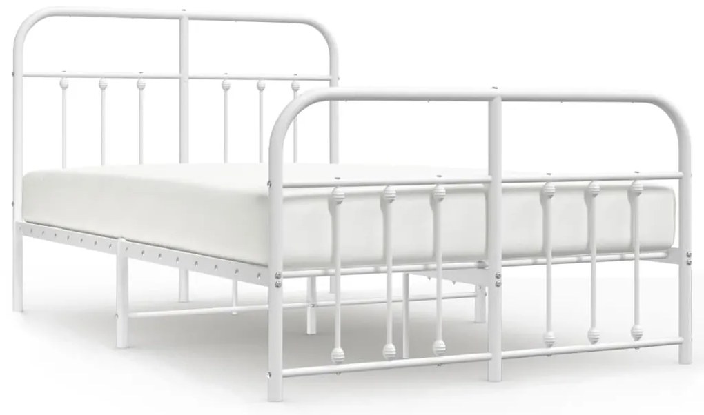 352642 vidaXL Метална рамка за легло с горна и долна табла, бяла, 120x190 см