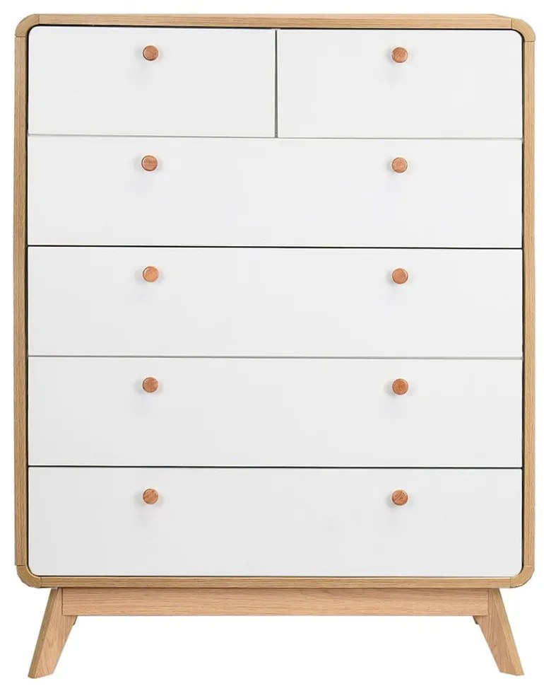 Бяло-естествен висок скрин от декор от дъб 81x104 cm Caitlin – Støraa