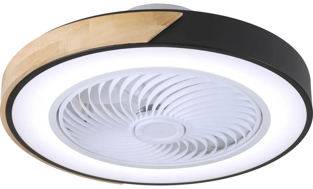 Brilagi-LED Димируема лампа с вентилатор LED/30W/230V 3000-6500K черен/дъб + д.у.
