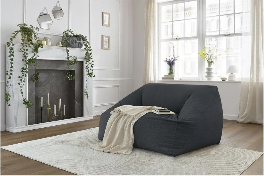 Тъмносив пуф от рипсено кадифе Lilibet – Bobochic Paris