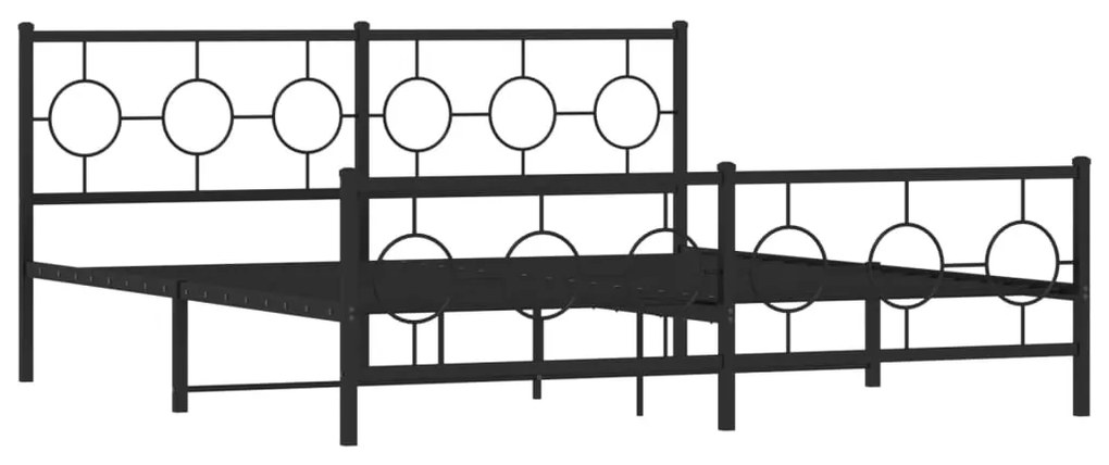 376248 vidaXL Метална рамка за легло, без матрак, с табли, черна, 180x200 см