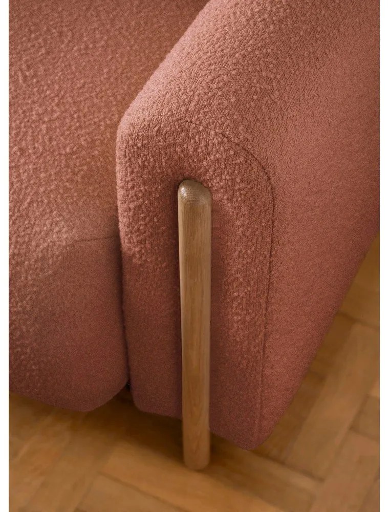 Теракотен сгъваем/с място за съхранение диван от прежда с примки от букле 244 cm Arcadova – ELTAP