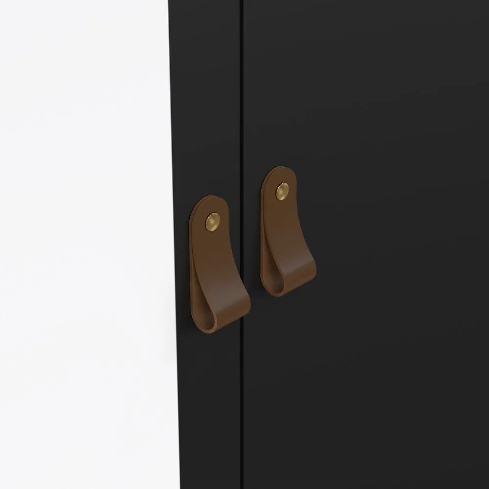 Черен гардероб с огледало 102x199x58 cm Madrid – Tvilum