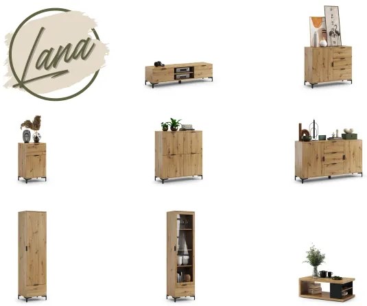 Витрина ЛАНА W-50 Artisan Oak - ШКАФ С 1 ВРАТА С ЧЕКМЕДЖЕ