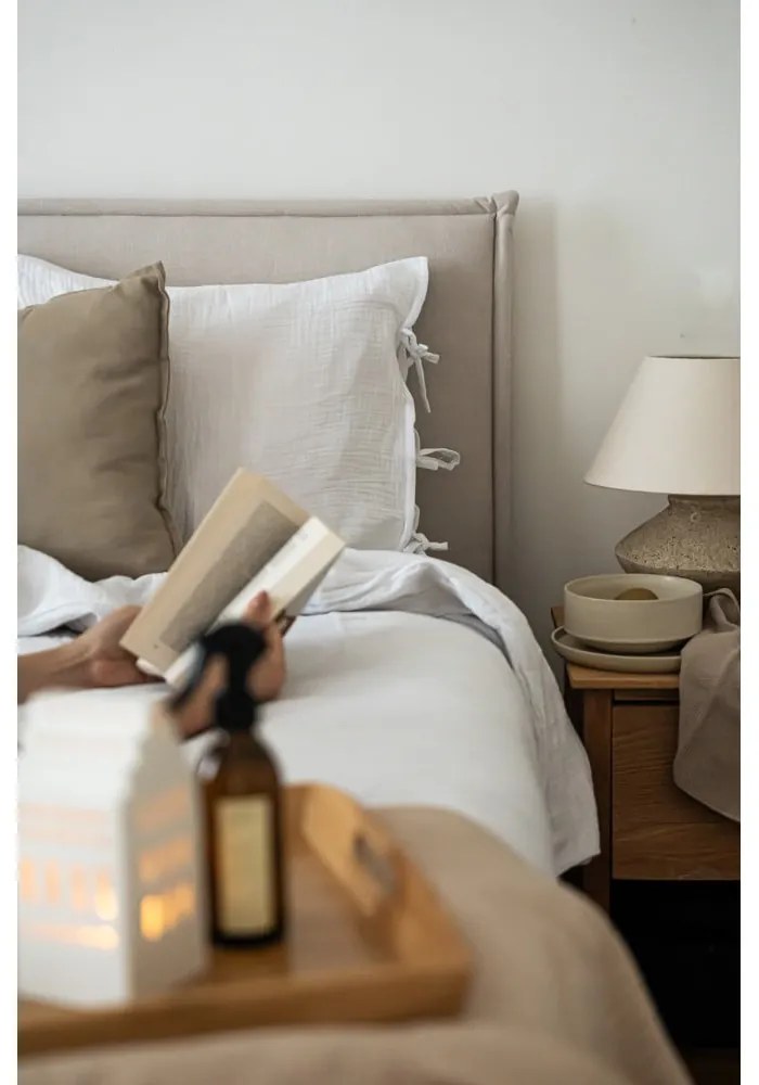 Бежово тапицирано двойно легло с решетка 160x200 cm Sary - Bobochic Paris