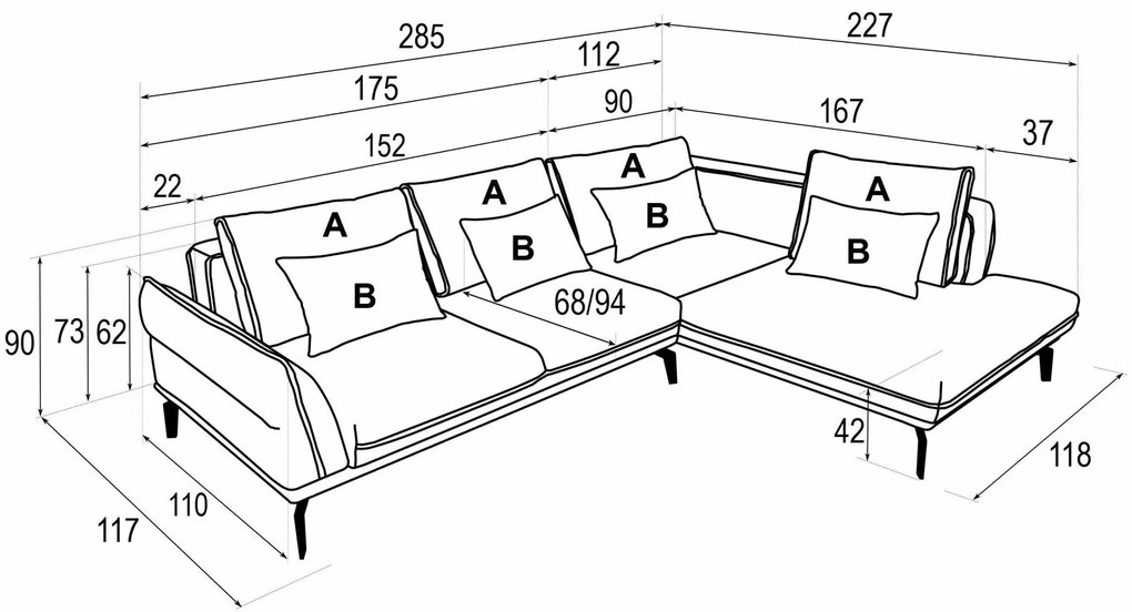 Ъглов диван Dijon-Krem-Left