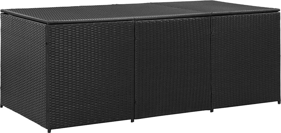 46477 vidaXL Градински сандък за съхранение, полиратан, 180x90x70 см, черен
