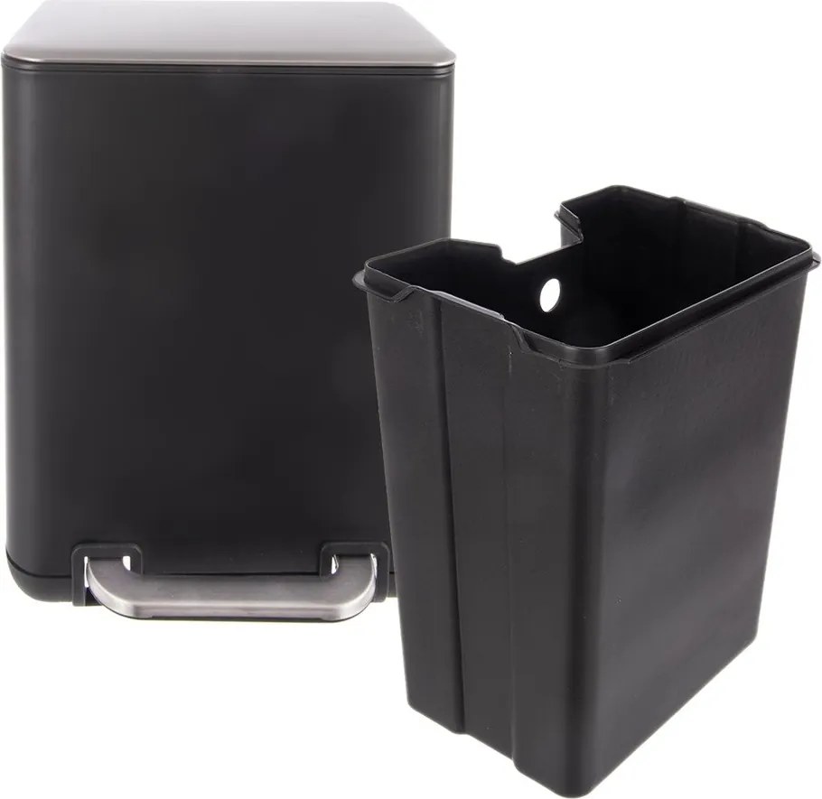 Черно кошче за боклук с педал от неръждаема стомана 6 l Black – Orion