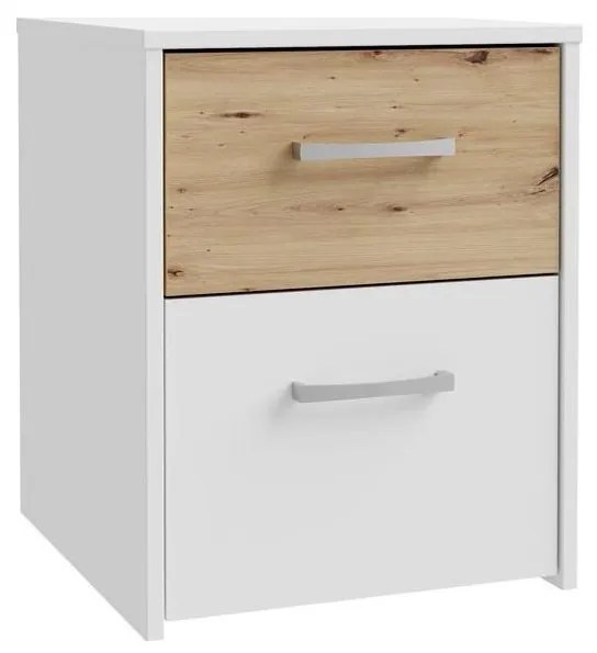 Нощно шкафче URO дъб артизан/бяло