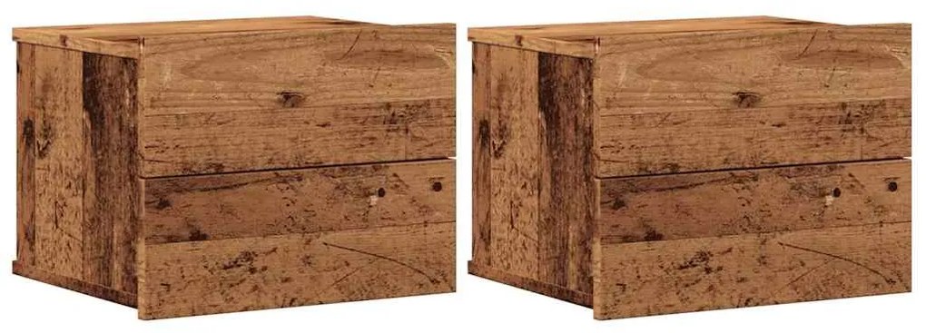 855945 vidaXL Стенни нощни шкафчета 2 бр. старо дърво 40x32x30 cm