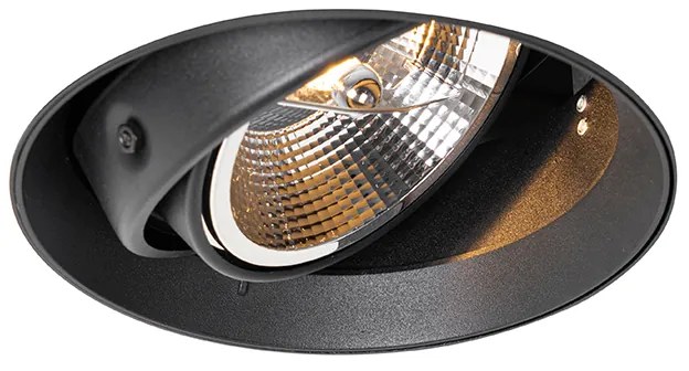 Модерен вграден прожектор черен GU10 AR111 кръгъл без рамка - Oneon