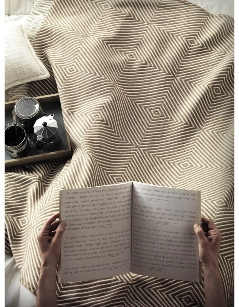 Кафяво каре със съдържание на памук , 140 x 180 cm Tebas - Euromant