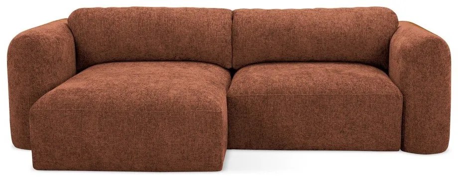 Теракотен шенилов разтегателен ъглов диван с място за съхранение (ляв ъгъл) Mele – Makamii