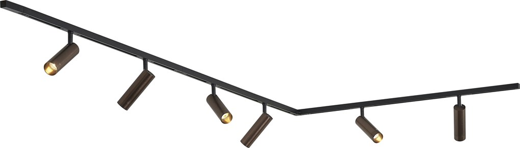 Модерна релсова осветителна система с 6 прожектора тъмен бронз 1-фазна - Slimline Uzzy