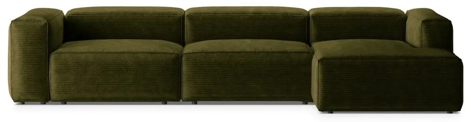 Зелен ъглов диван от рипсено кадифе (десен ъгъл) Bergano – Cosmopolitan Design