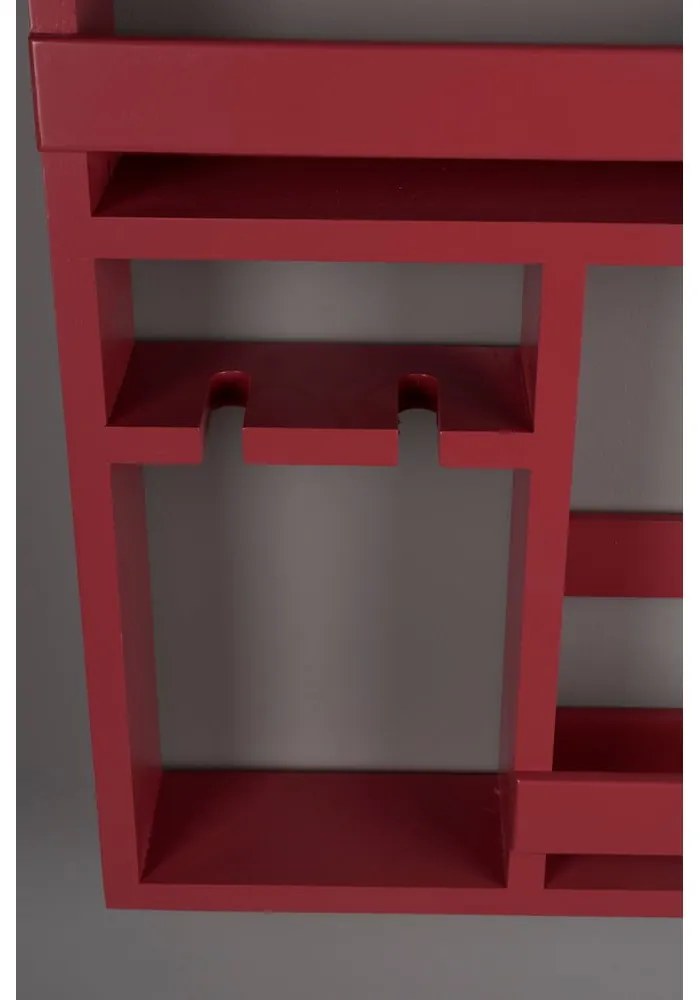 Червен стенен стелаж за вино от масивно каучуково дърво за 12 броя бутилки 80x120x10 cm Myron – Dutchbone