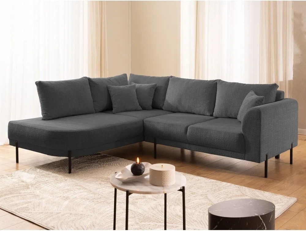 Тъмносив шенилов ъглов диван (ляв ъгъл/L форма) Mauris – Ropez