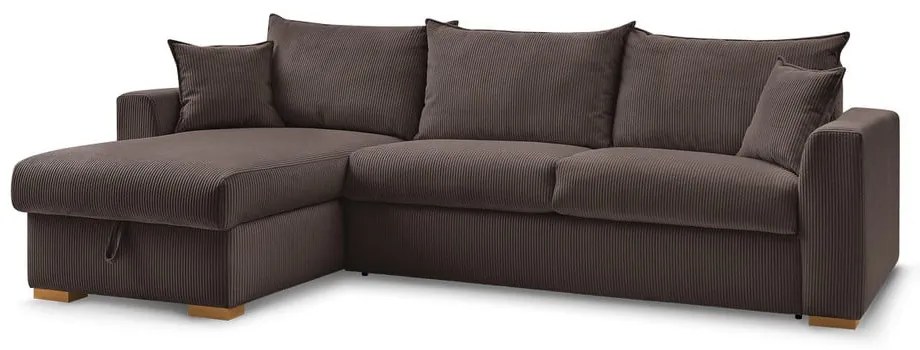 Кафяв разтегателен ъглов диван от рипсено кадифе (променлив) Augustin – Bobochic Paris