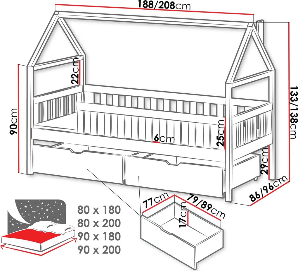 Παιδικό Κρεβάτι Domi-Cashmere-180 x 90