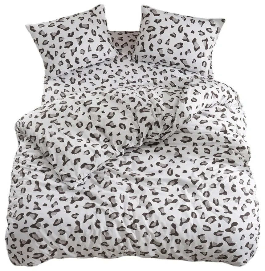 Бяло-сиво двойно удължено спално бельо с включен долен чаршаф 4 части 200x220 cm Modern – Mila Home