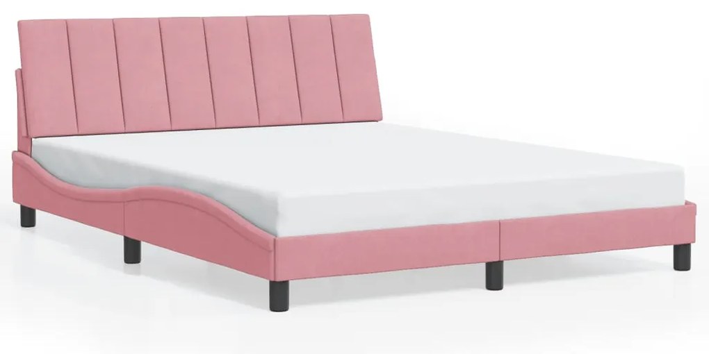 3207860 vidaXL Рамка за легло без матрак Hanko, розова, 160x200 см, кадифе
