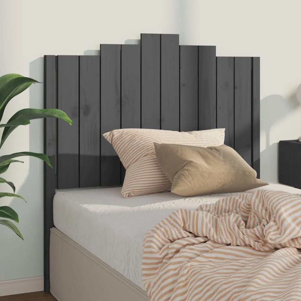 818457 vidaXL Горна табла за легло, сива, 106x4x110 см, бор масив