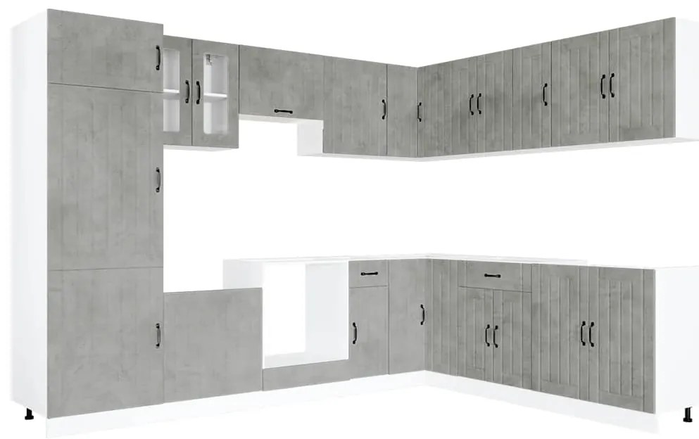 3314985 vidaXL Комплект кухненски шкафове от 14 части Lucca, инженерно дърво