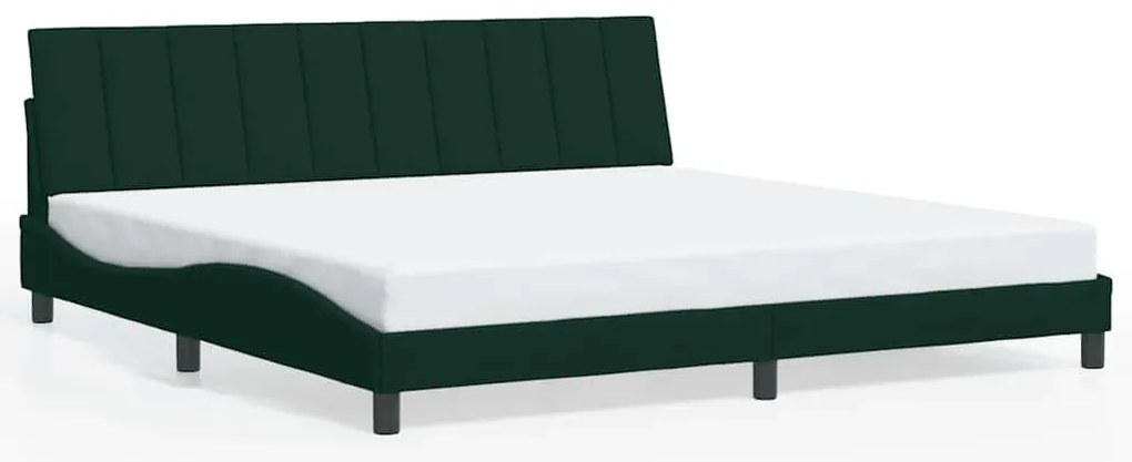 3207870 vidaXL Рамка за легло без матрак Hanko, тъмнозелена, 200x200 см, кадифе