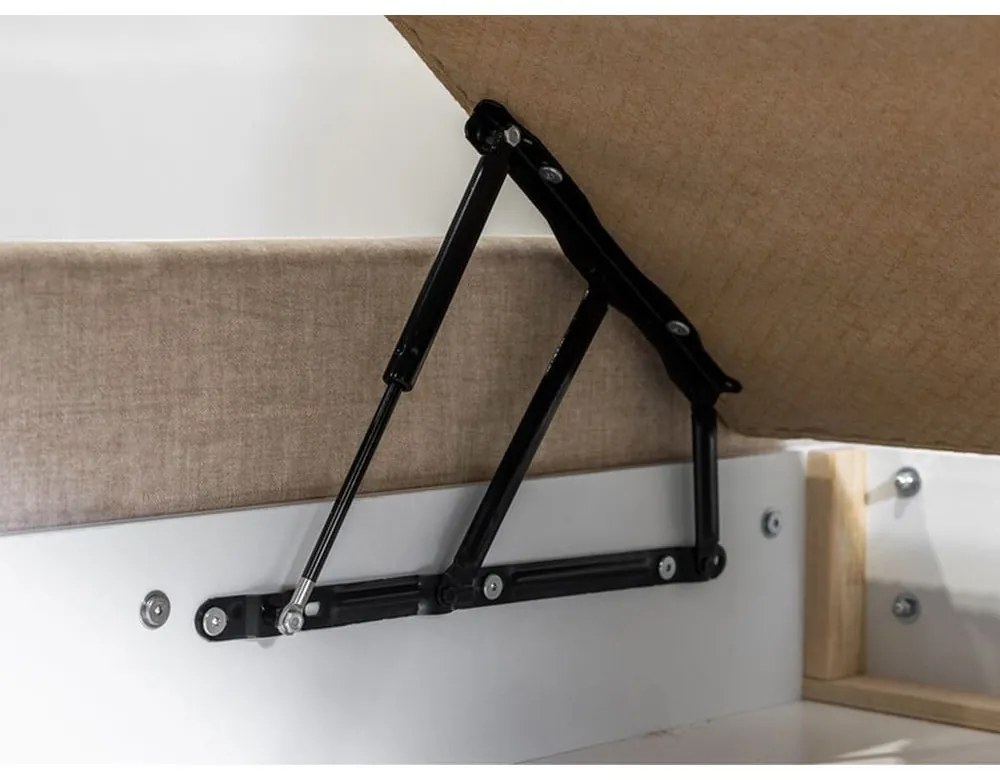 Бежово тапицирано двойно легло с решетка и място за съхранение 180x200 cm Jade - Bobochic Paris