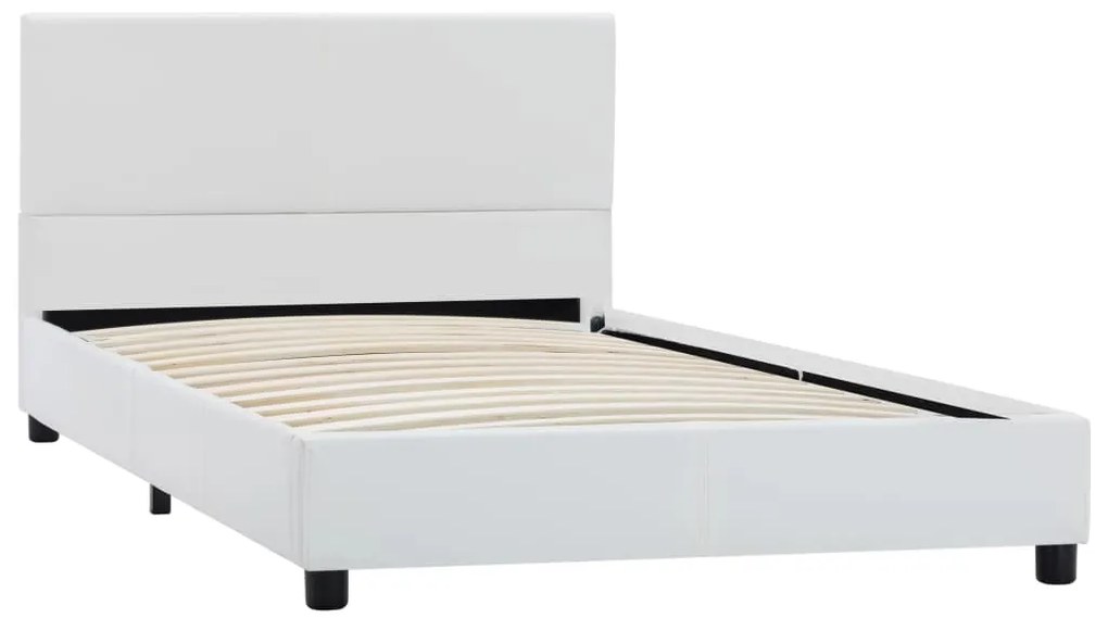 284763 vidaXL Рамка за легло, бяла, изкуствена кожа, 100x200 cм