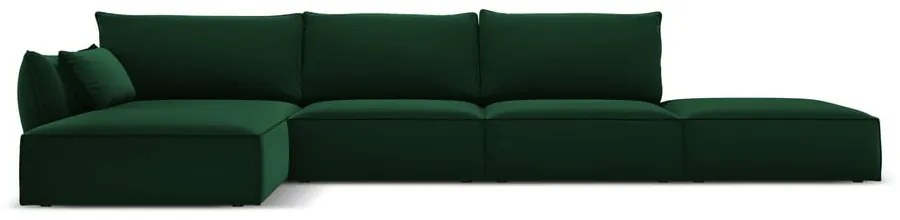 Тъмнозелен кадифен ъглов диван (ляв ъгъл) Vanda – Mazzini Sofas