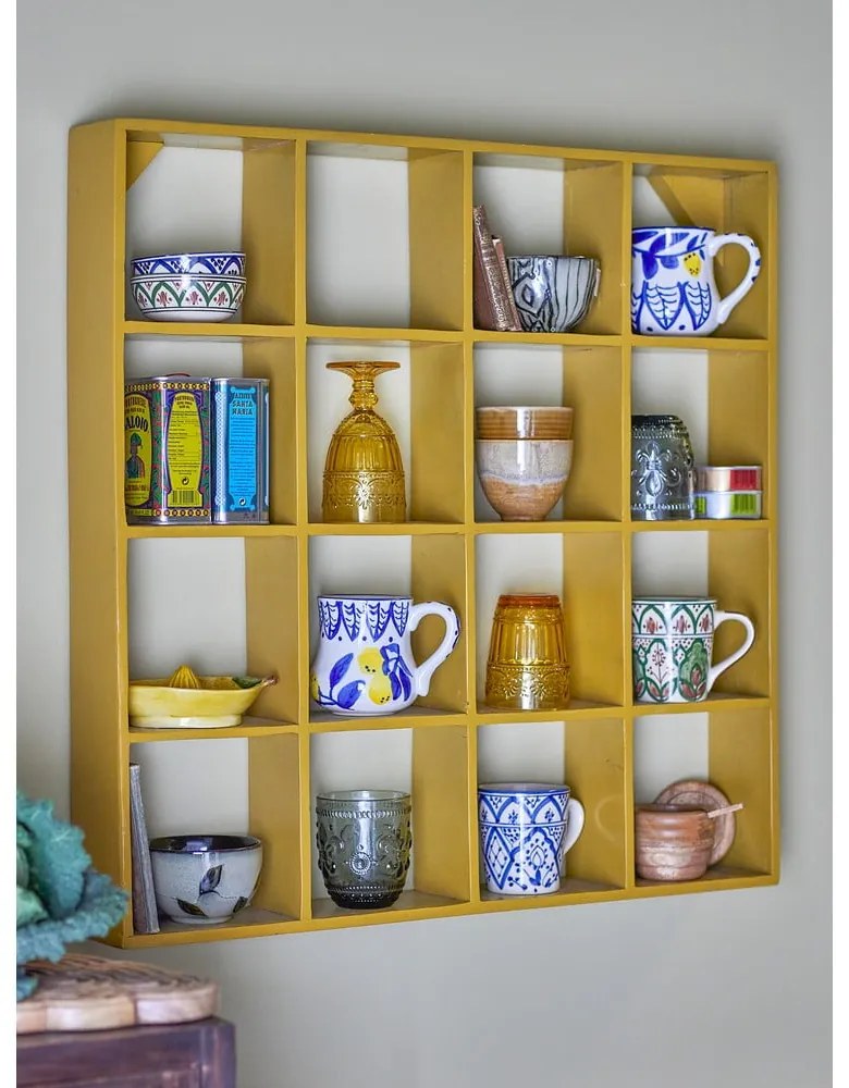 Жълт на няколко нива стенен рафт от рециклирано дърво 10 cm Bekka – Bloomingville