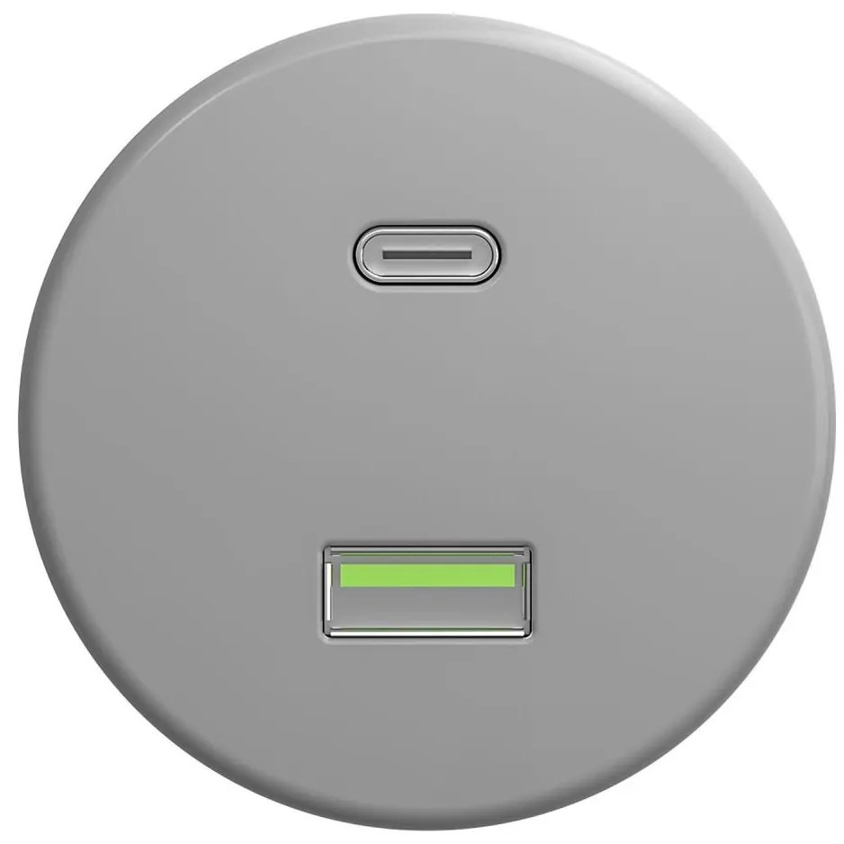 Kliklap - Ретро USB гнездо A+C без рамка, сиво