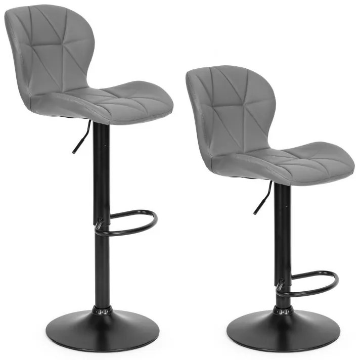 Регулируем на височина въртящ се бар стол с облегалка Сив