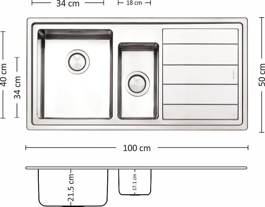 Leks MEGA 100.2 R/L TI Кухненска мивка за вграждане