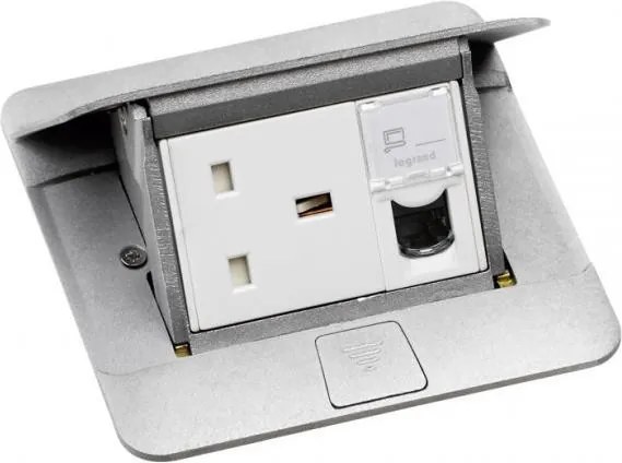 Legrand Подова/Мебелна кутия 3 мод. цвят Алуминий мат Pop-Up кутия  - 054010