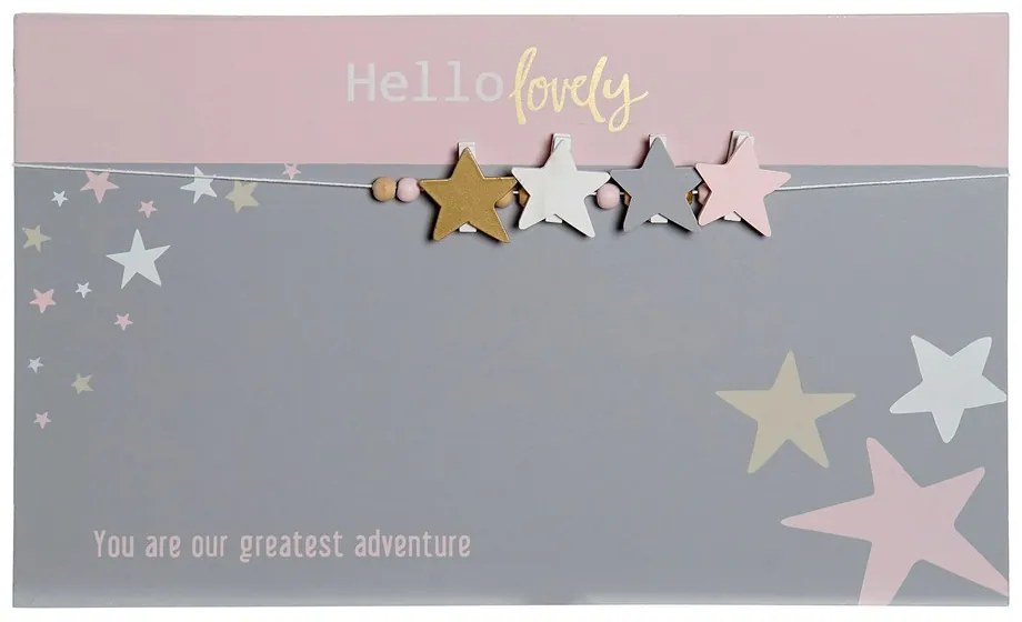 Рамка за Снимки с Клипсове DKD Home Decor Hello Lovely Дървен MDF (40 x 1 x 24 cm)