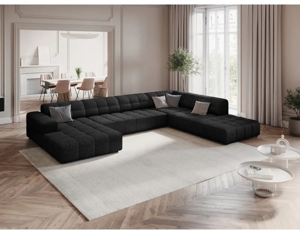 Антрацитен ъглов диван (десен ъгъл/"U") Chicago - Cosmopolitan Design