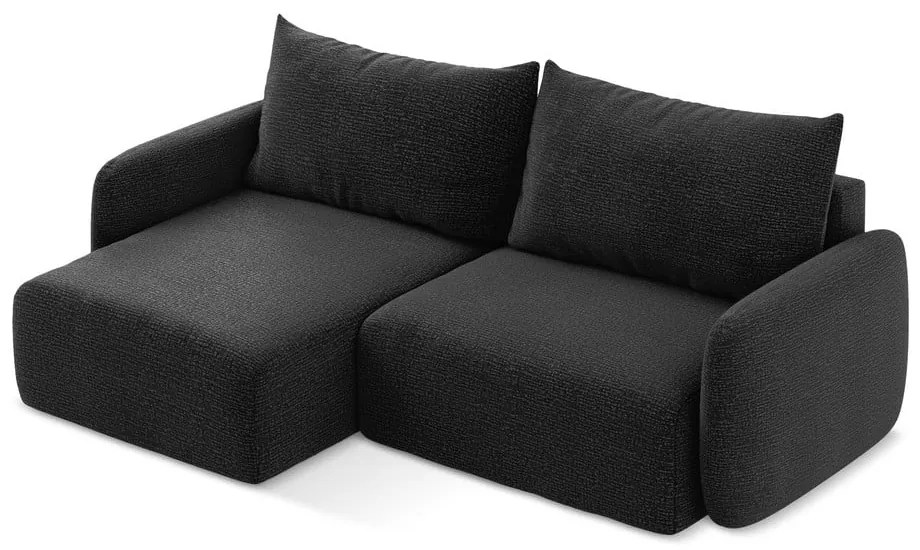 Черен разтегателен ъглов диван с място за съхранение (ляв ъгъл) Kalena – Makamii