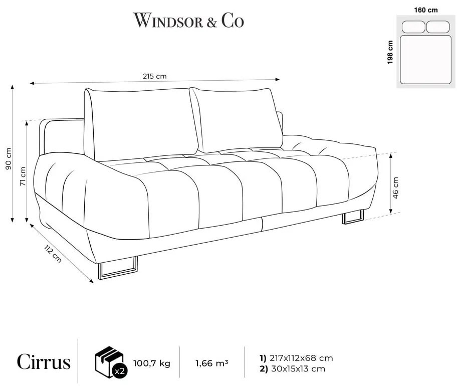 Бежов триместен разтегателен диван с кадифена тапицерия Cirrus - Windsor & Co Sofas