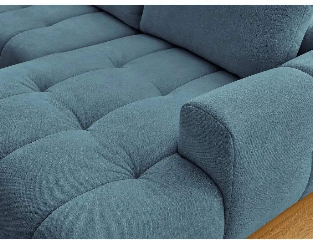 Син сгъваем/с място за съхранение ъглов диван (ляв ъгъл/U форма) Fuji – Bobochic Paris