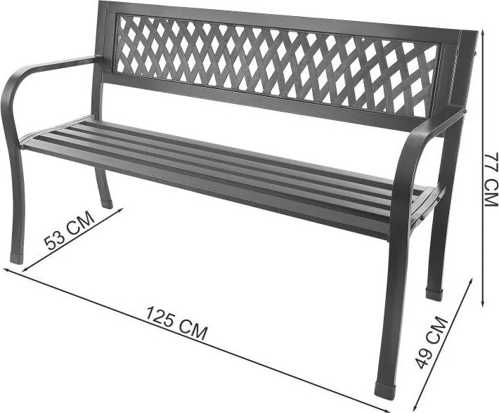 Алуминиева градинска пейка 125 x 53 x 77 см